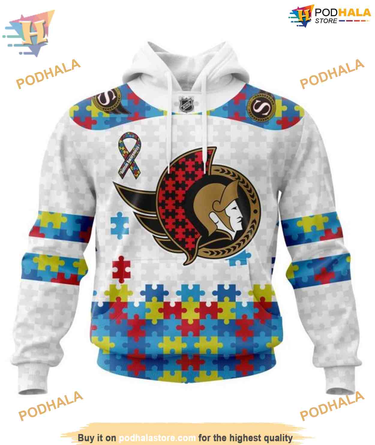 Custom Autism Awareness NHL Ottawa Senators Hoodie 3D Custom Autism Awareness NHL Ottawa Senators Hoodie 3D