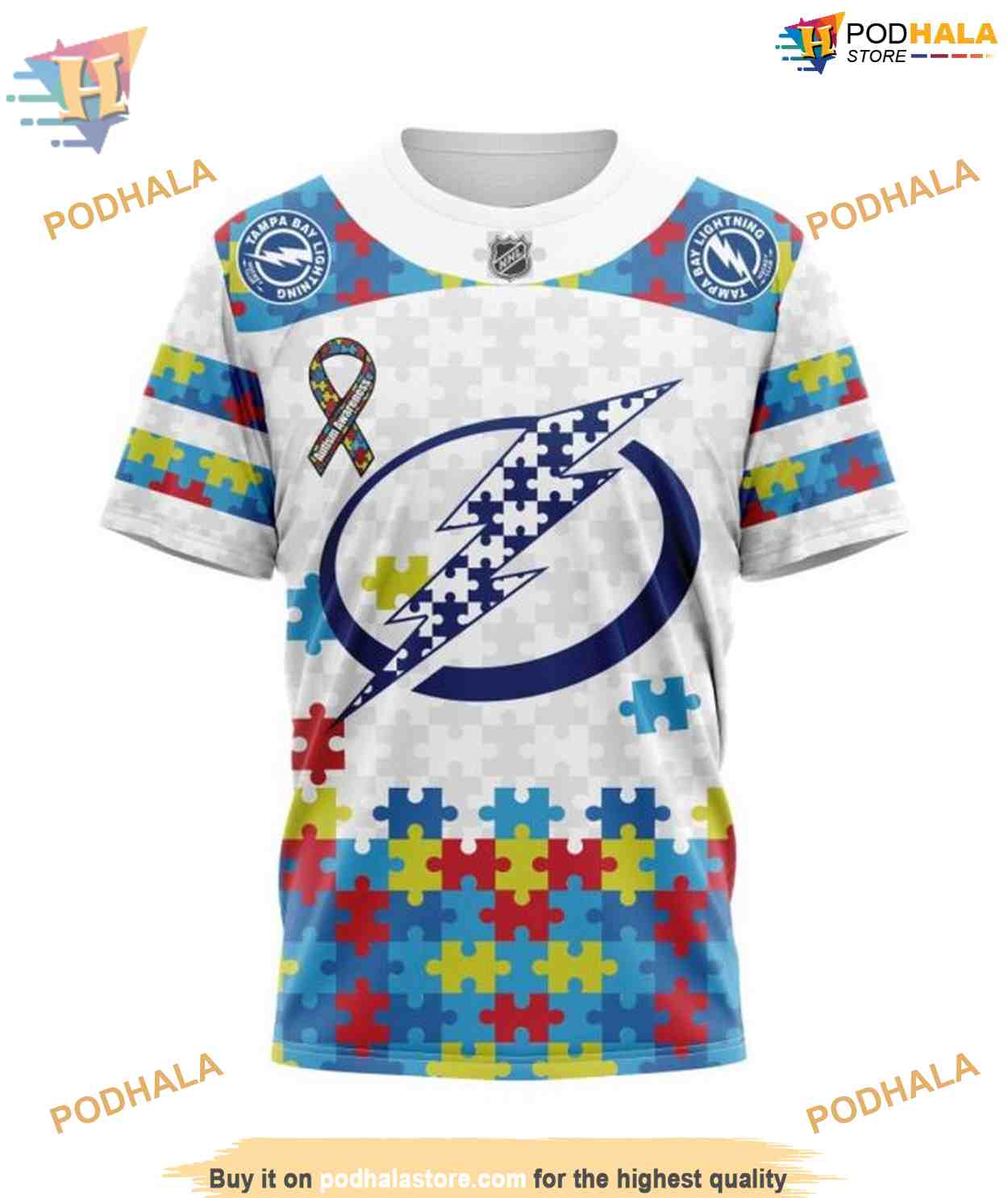 Custom Autism Awareness NHL Tampa Bay Lightning Hoodie 3D Custom Autism Awareness NHL Tampa Bay Lightning Hoodie 3D