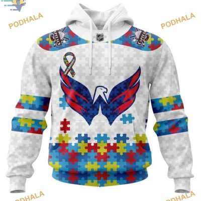 Custom Autism Awareness NHL Washington Capitals Hoodie 3D