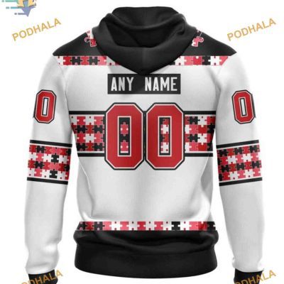 Custom Autism Awareness Name And Number NHL Carolina Hurricanes Hoodie 3D