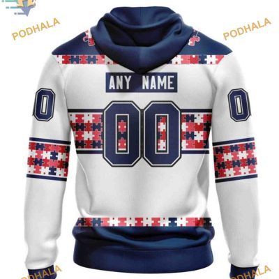 Custom Autism Awareness Name And Number NHL Columbus Blue Jackets Hoodie 3D