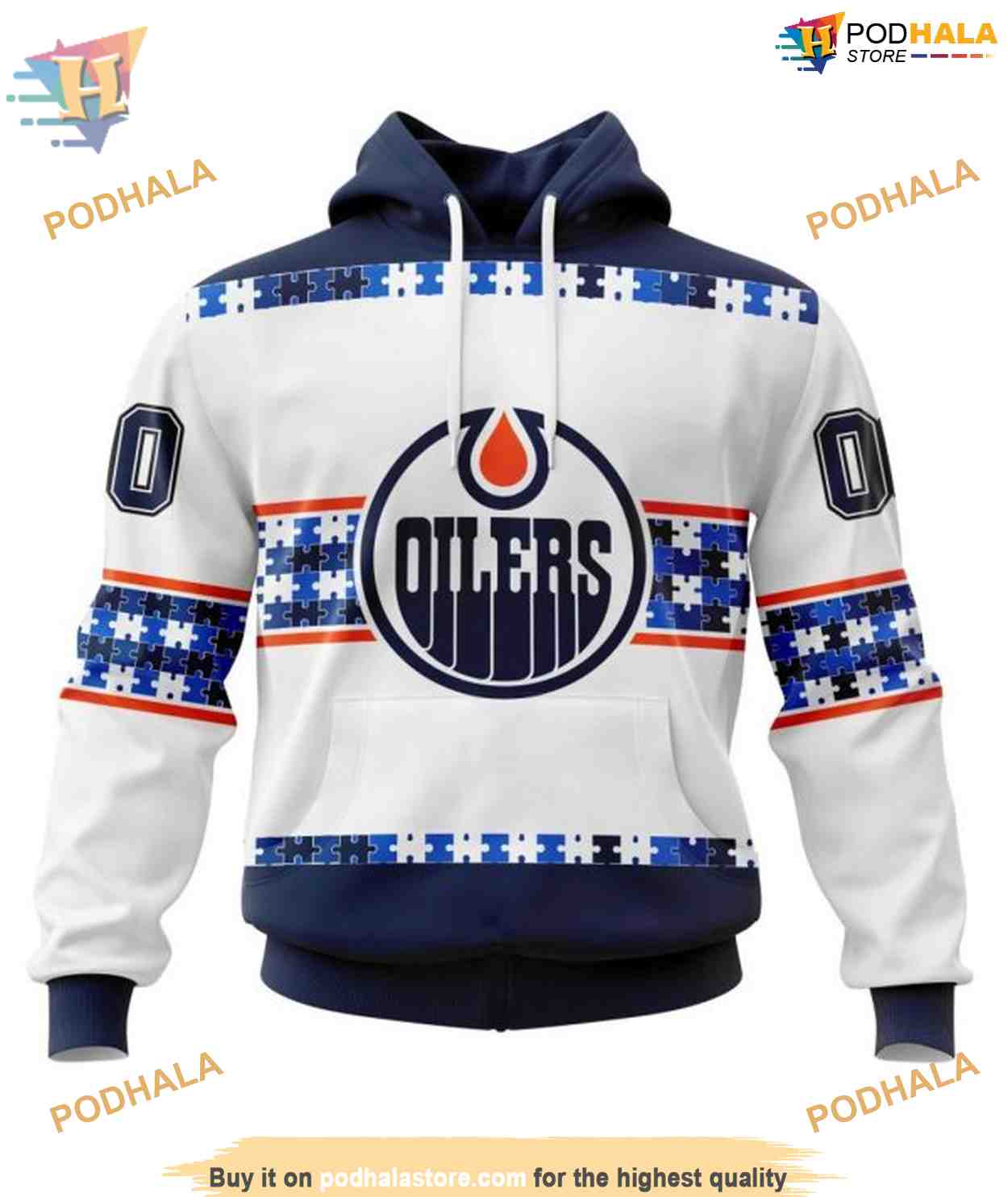 Custom Autism Awareness Name And Number NHL Edmonton Oilers Hoodie 3D Custom Autism Awareness Name And Number NHL Edmonton Oilers Hoodie 3D