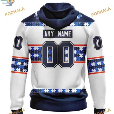 Custom Autism Awareness Name And Number NHL Edmonton Oilers Hoodie 3D