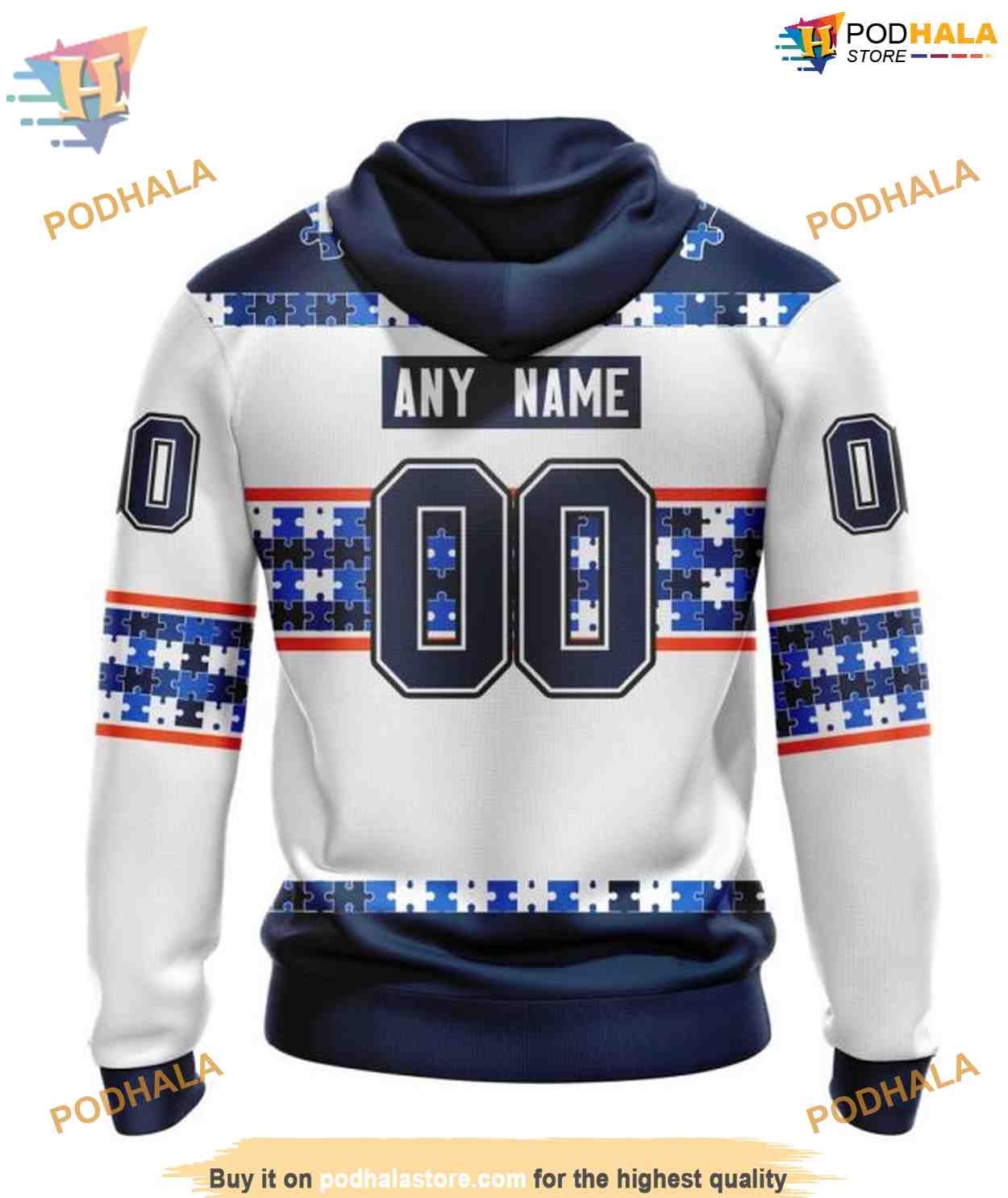 Custom Autism Awareness Name And Number NHL Edmonton Oilers Hoodie 3D Custom Autism Awareness Name And Number NHL Edmonton Oilers Hoodie 3D