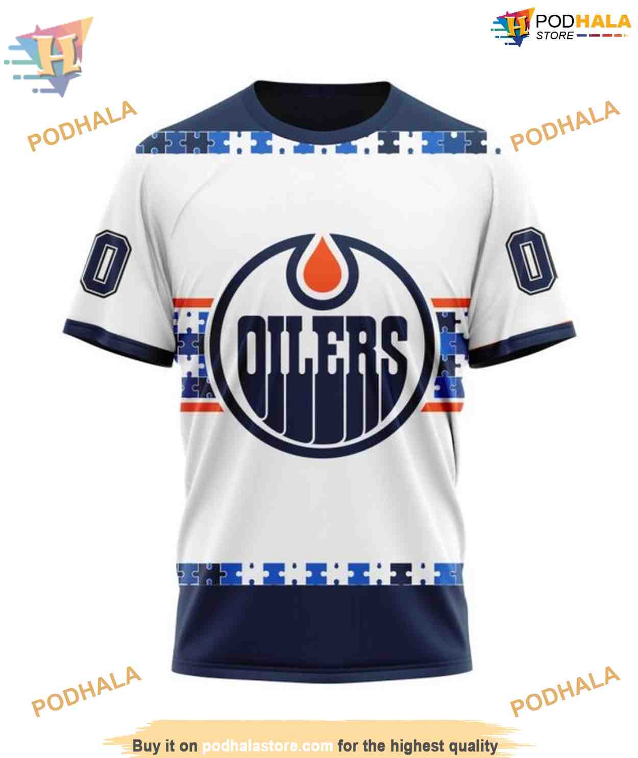 Custom Autism Awareness Name And Number NHL Edmonton Oilers Hoodie 3D Custom Autism Awareness Name And Number NHL Edmonton Oilers Hoodie 3D