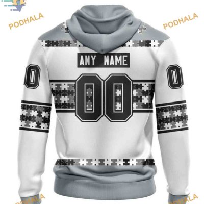 Custom Autism Awareness Name And Number NHL Los Angeles Kings Hoodie 3D