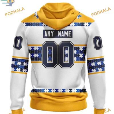Custom Autism Awareness Name And Number NHL Nashville Predators Hoodie 3D