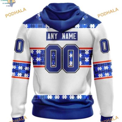 Custom Autism Awareness Name And Number NHL New York Islanders Hoodie 3D