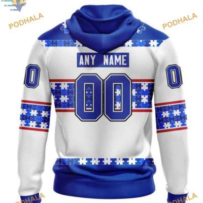 Custom Autism Awareness Name And Number NHL New York Rangers Hoodie 3D