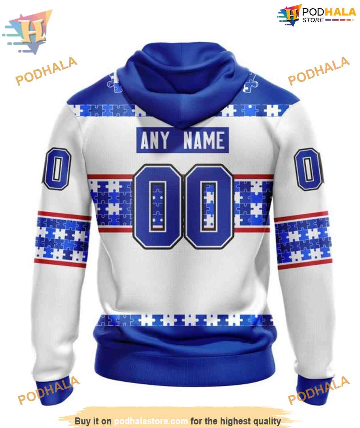 Custom Autism Awareness Name And Number NHL New York Rangers Hoodie 3D Custom Autism Awareness Name And Number NHL New York Rangers Hoodie 3D
