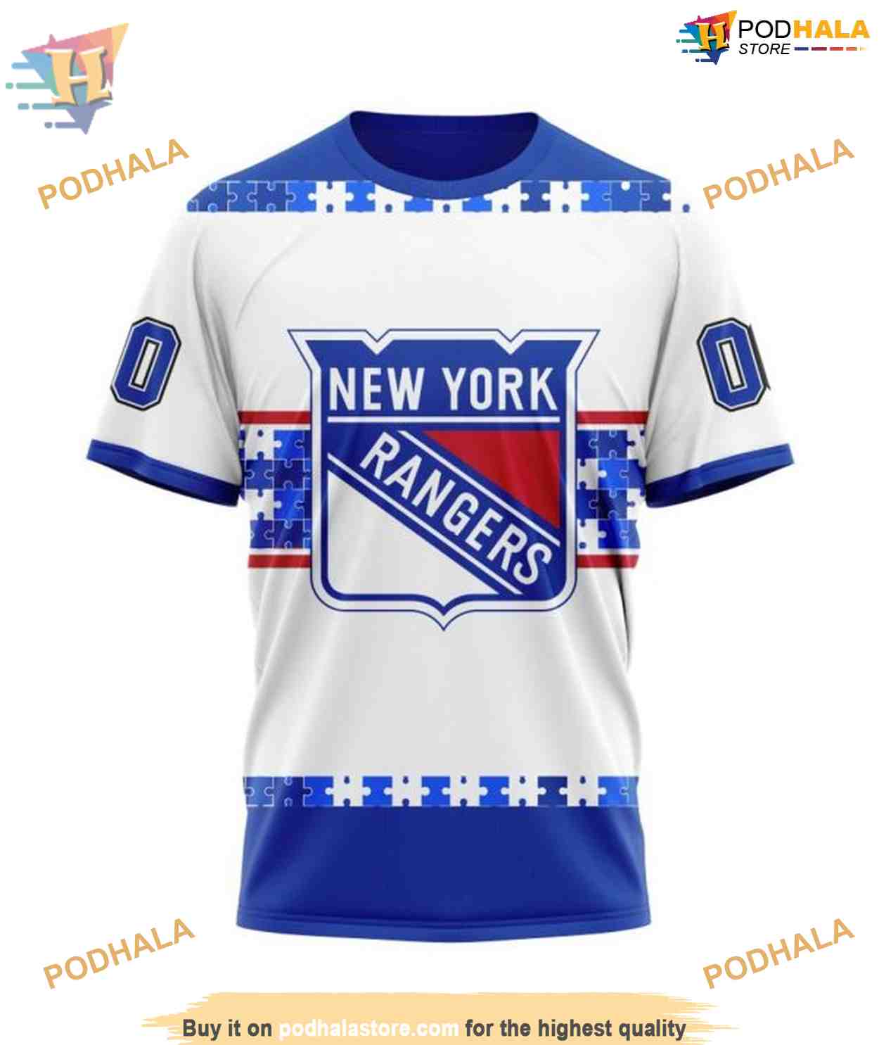 Custom Autism Awareness Name And Number NHL New York Rangers Hoodie 3D Custom Autism Awareness Name And Number NHL New York Rangers Hoodie 3D