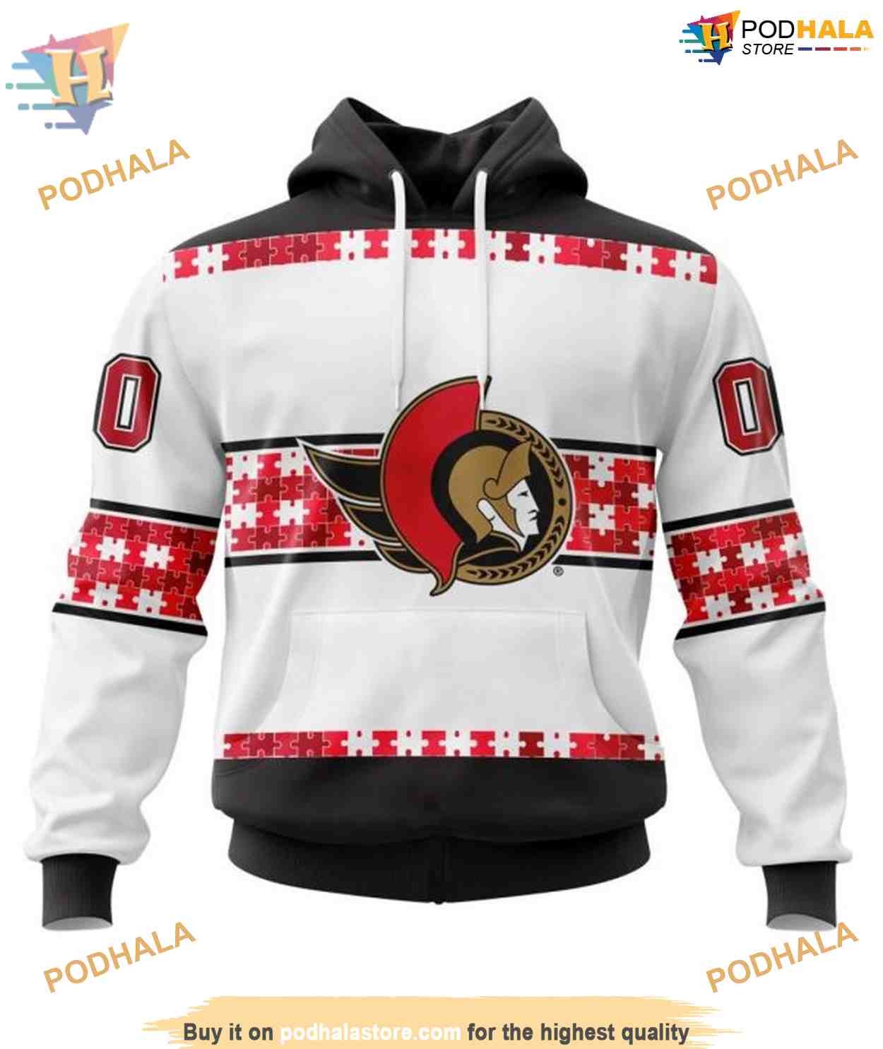 Custom Autism Awareness Name And Number NHL Ottawa Senators Hoodie 3D Custom Autism Awareness Name And Number NHL Ottawa Senators Hoodie 3D