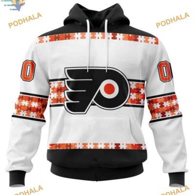 Custom Autism Awareness Name And Number NHL Philadelphia Flyers Hoodie 3D