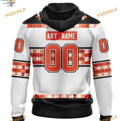 Custom Autism Awareness Name And Number NHL Philadelphia Flyers Hoodie 3D