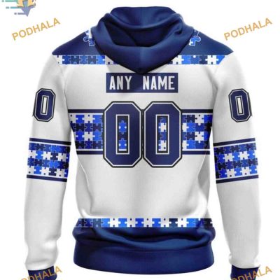 Custom Autism Awareness Name And Number NHL Tampa Bay Lightning Hoodie 3D