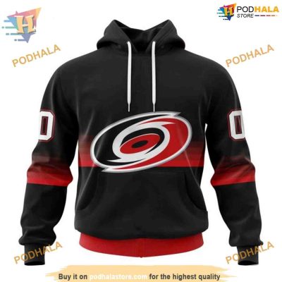 Custom Black And Gradient Design NHL Carolina Hurricanes Hoodie 3D