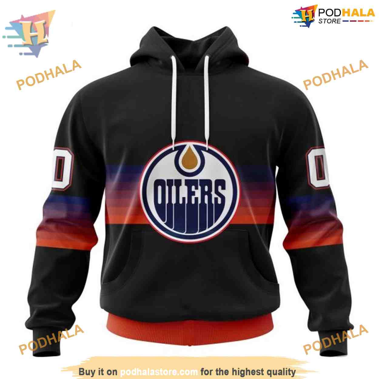 Custom Black And Gradient Design NHL Edmonton Oilers Hoodie 3D Custom Black And Gradient Design NHL Edmonton Oilers Hoodie 3D