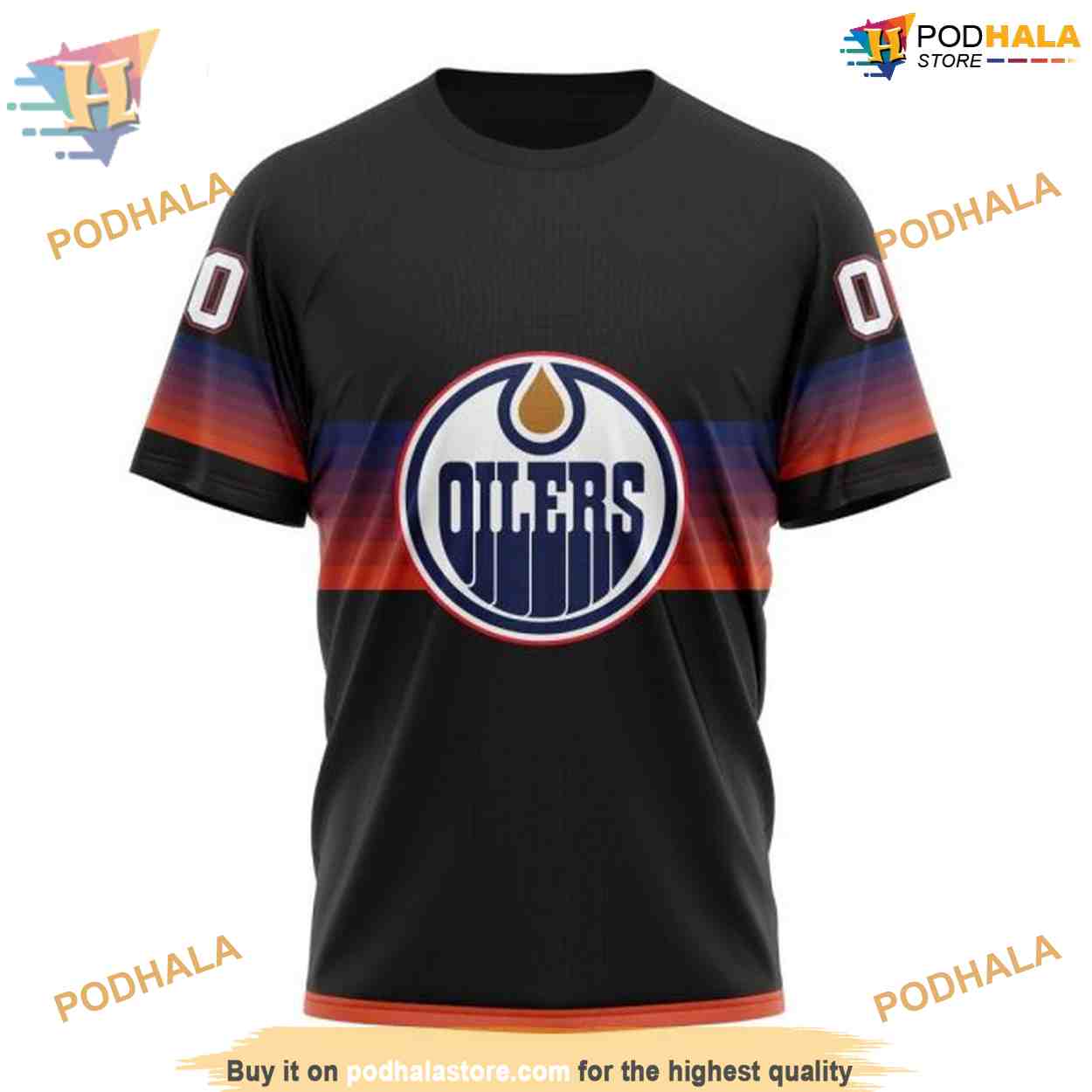 Custom Black And Gradient Design NHL Edmonton Oilers Hoodie 3D Custom Black And Gradient Design NHL Edmonton Oilers Hoodie 3D