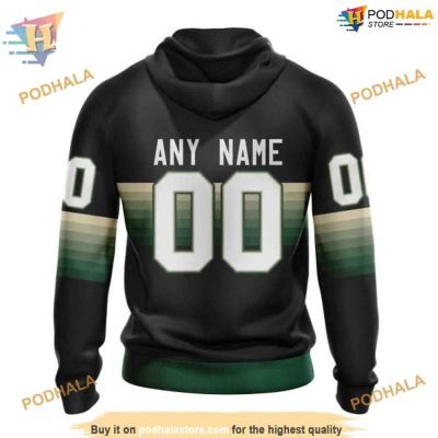 Custom Black And Gradient Design NHL Minnesota Wild Hoodie 3D
