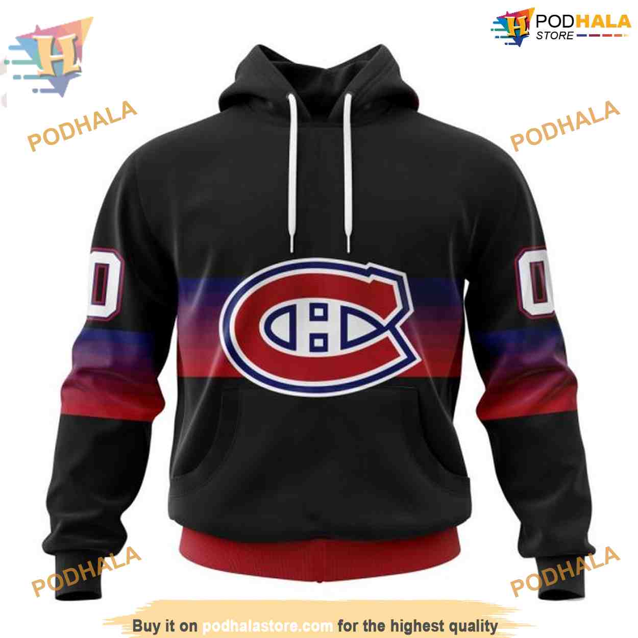 Custom Black And Gradient Design NHL Montreal Canadiens Hoodie 3D Custom Black And Gradient Design NHL Montreal Canadiens Hoodie 3D