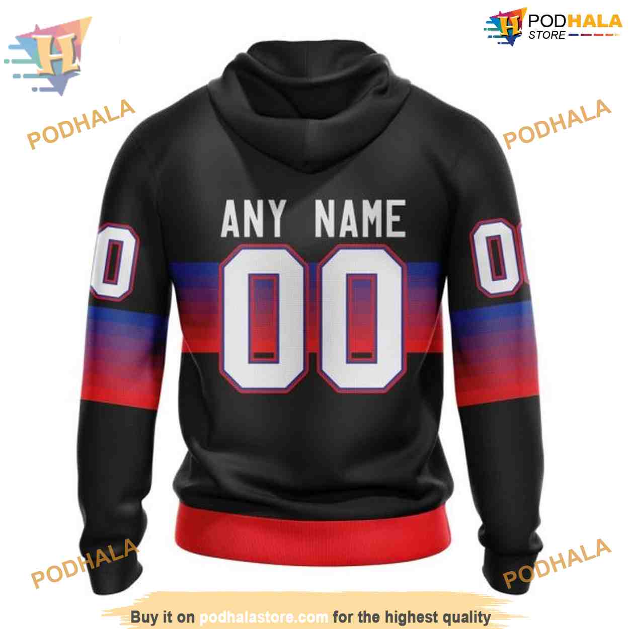 Custom Black And Gradient Design NHL New York Rangers Hoodie 3D Custom Black And Gradient Design NHL New York Rangers Hoodie 3D