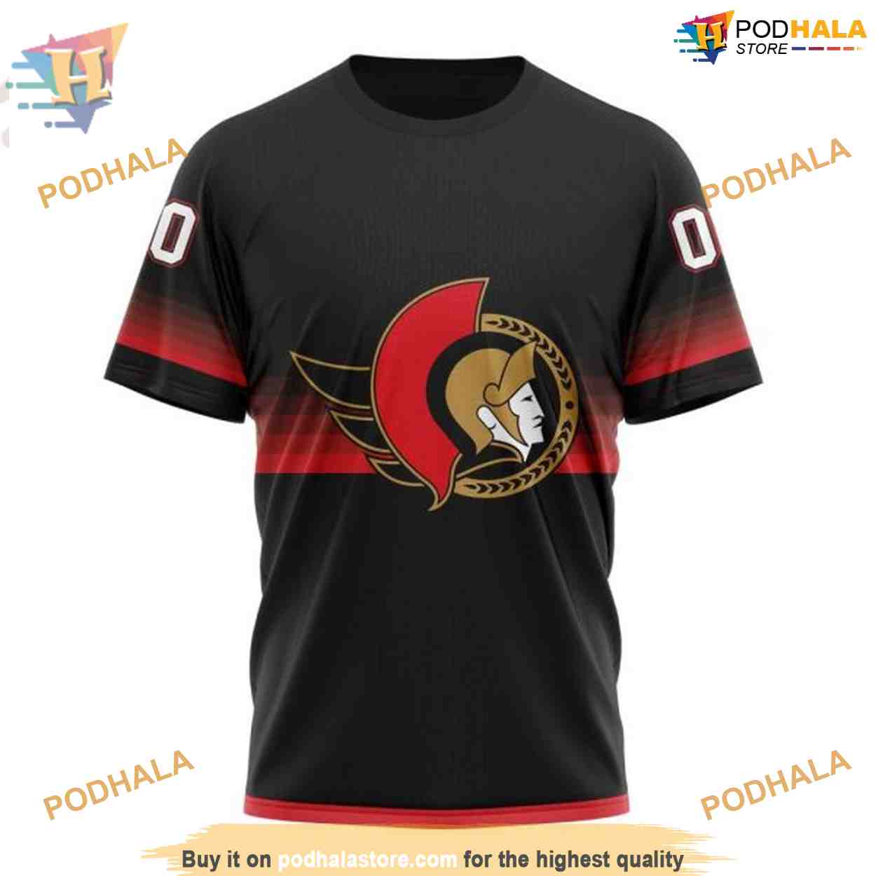 Custom Black And Gradient Design NHL Ottawa Senators Hoodie 3D Custom Black And Gradient Design NHL Ottawa Senators Hoodie 3D