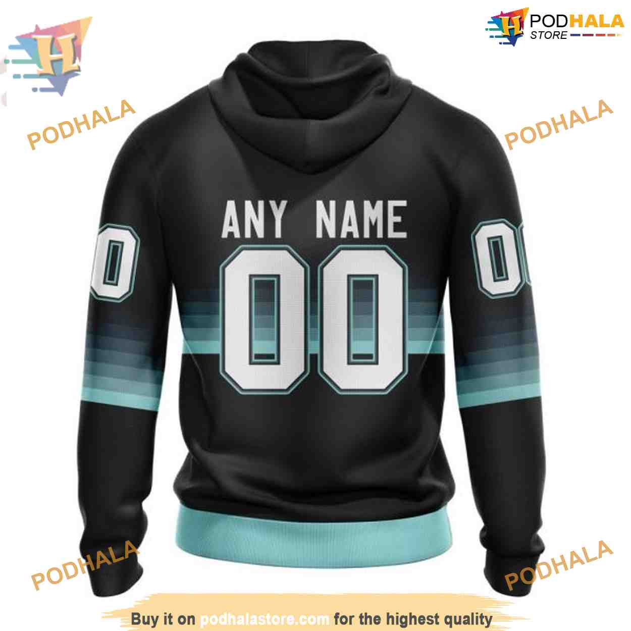 Custom Black And Gradient Design NHL Seattle Kraken Hoodie 3D Custom Black And Gradient Design NHL Seattle Kraken Hoodie 3D