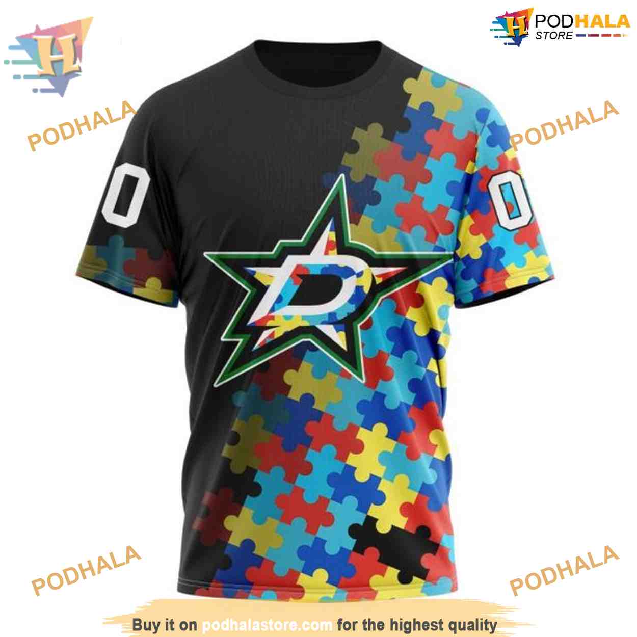 Custom Black Autism Awareness Design NHL Dallas Stars Hoodie 3D Custom Black Autism Awareness Design NHL Dallas Stars Hoodie 3D
