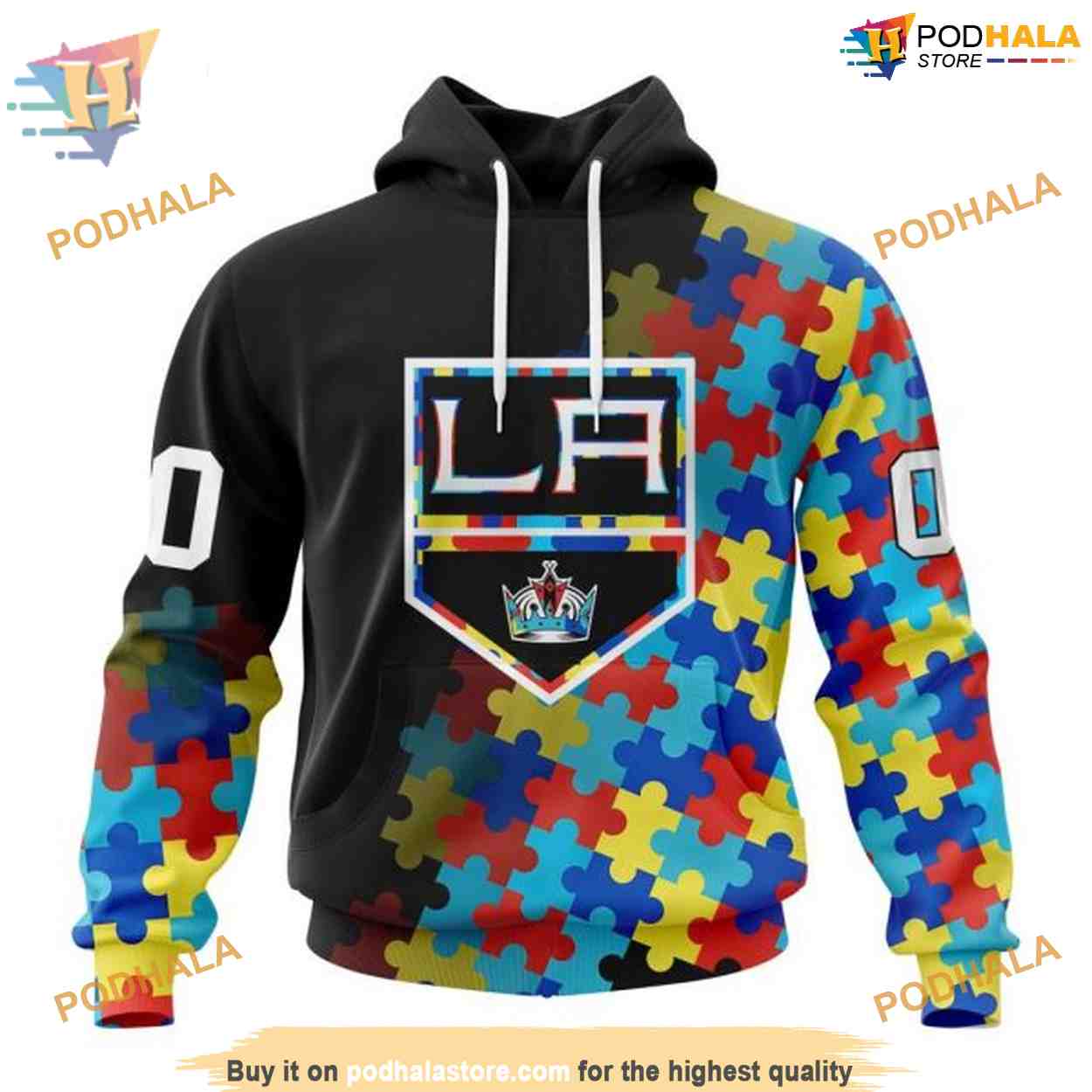 Custom Black Autism Awareness Design NHL Los Angeles Kings Hoodie 3D Custom Black Autism Awareness Design NHL Los Angeles Kings Hoodie 3D