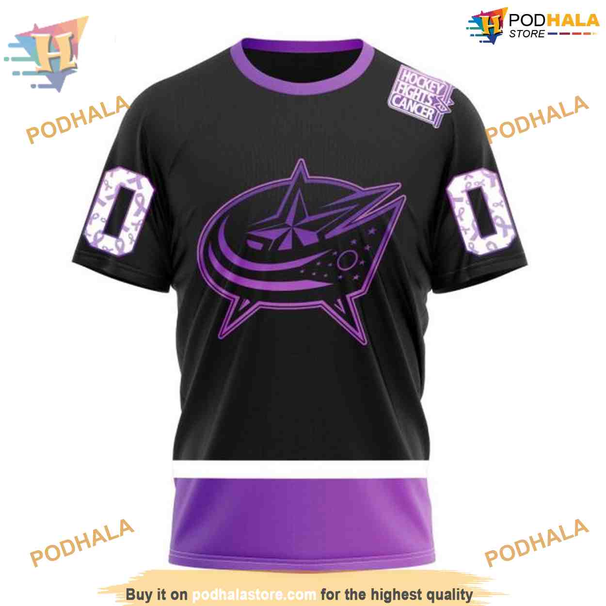 Custom Black Hockey Fights Cancer Kits NHL Columbus Blue Jackets Hoodie 3D Custom Black Hockey Fights Cancer Kits NHL Columbus Blue Jackets Hoodie 3D