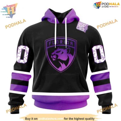 Custom Black Hockey Fights Cancer Kits NHL Florida Panthers Hoodie 3D