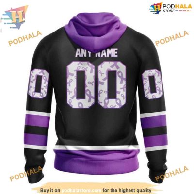 Custom Black Hockey Fights Cancer Kits NHL New York Islanders Hoodie 3D