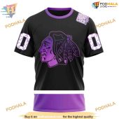 Custom Black Hockey Fights Cancer Nhl Chicago Blackhawks Hoodie 3d 3.jpg - demo10