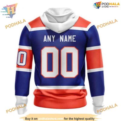 Custom Blue 2023 Heritage Classic NHL Edmonton Oilers Hoodie 3D
