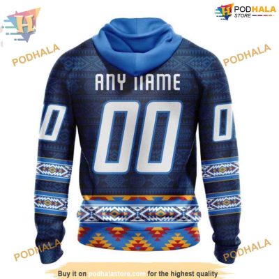 Custom Blue Design With Native Pattern NHL Winnipeg Jets Hoodie 3D