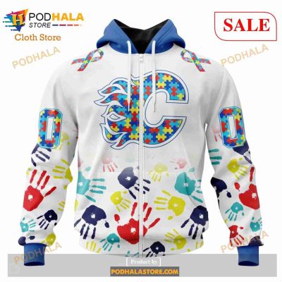 Custom Calgary Flames Special Autism Awareness Design Sweatshirt NHL Hoodie 3D