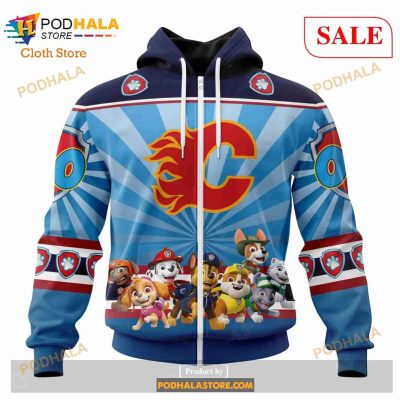 Custom Calgary Flames Special Paw Patrol Kits Sweatshirt NHL Hoodie 3D