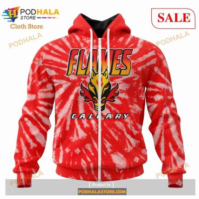 Custom Calgary Flames Special Retro Vintage Tie Dye Sweatshirt NHL Hoodie 3D