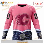 Custom Calgary Flames Unisex For Hockey Fights Cancer Sweatshirt Nhl Hoodie 3d 4.jpg - demo10