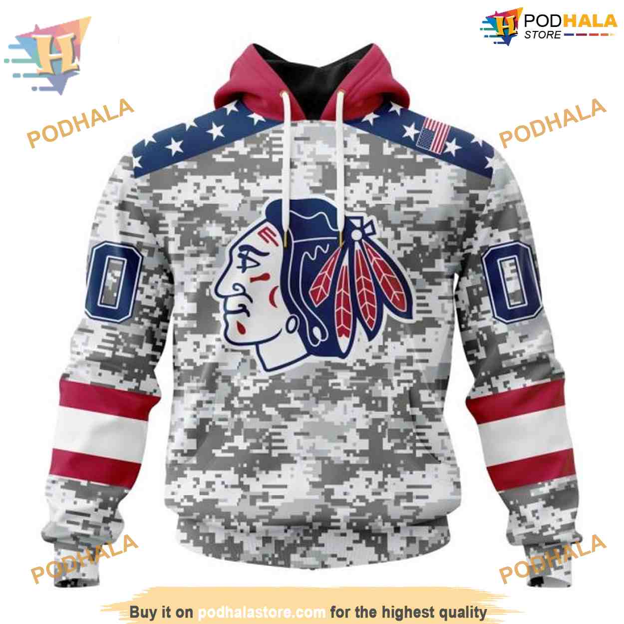 Custom Camo Design For Veterans Day NHL Chicago Blackhawks Hoodie 3D Custom Camo Design For Veterans Day NHL Chicago Blackhawks Hoodie 3D