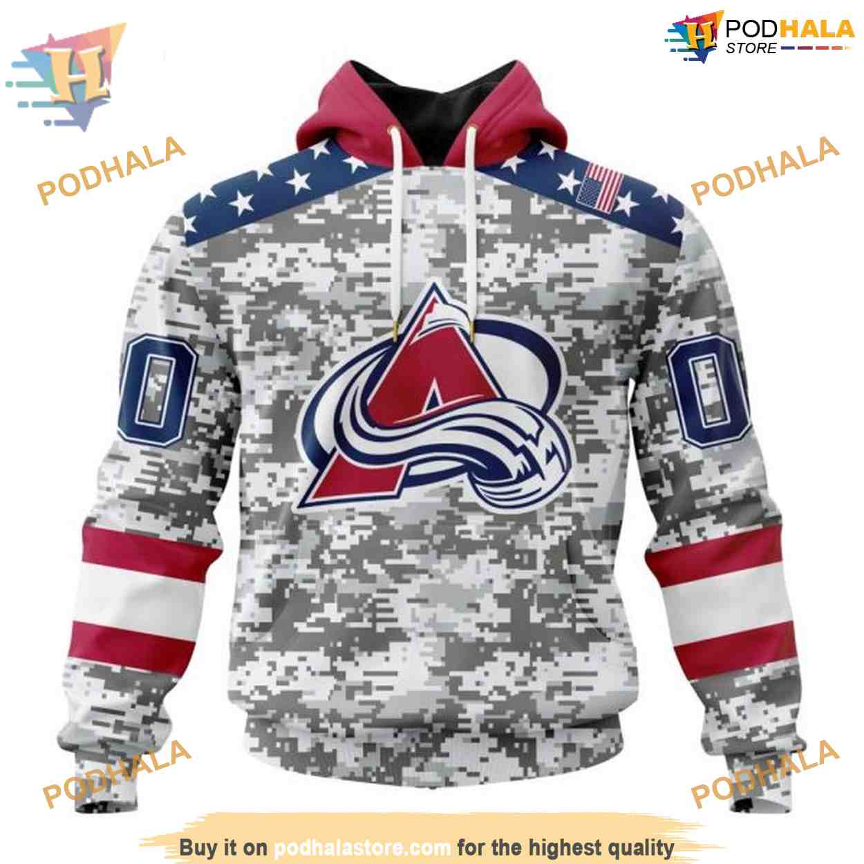 Custom Camo Design For Veterans Day NHL Colorado Avalanche Hoodie 3D Custom Camo Design For Veterans Day NHL Colorado Avalanche Hoodie 3D
