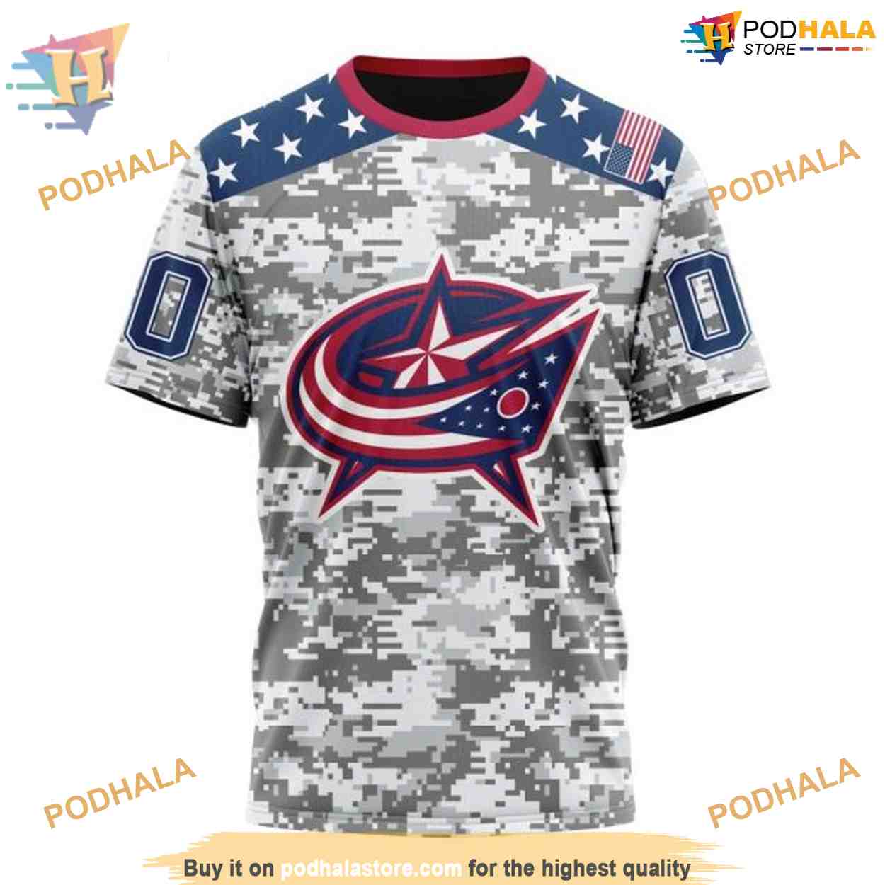 Custom Camo Design For Veterans Day NHL Columbus Blue Jackets Hoodie 3D Custom Camo Design For Veterans Day NHL Columbus Blue Jackets Hoodie 3D