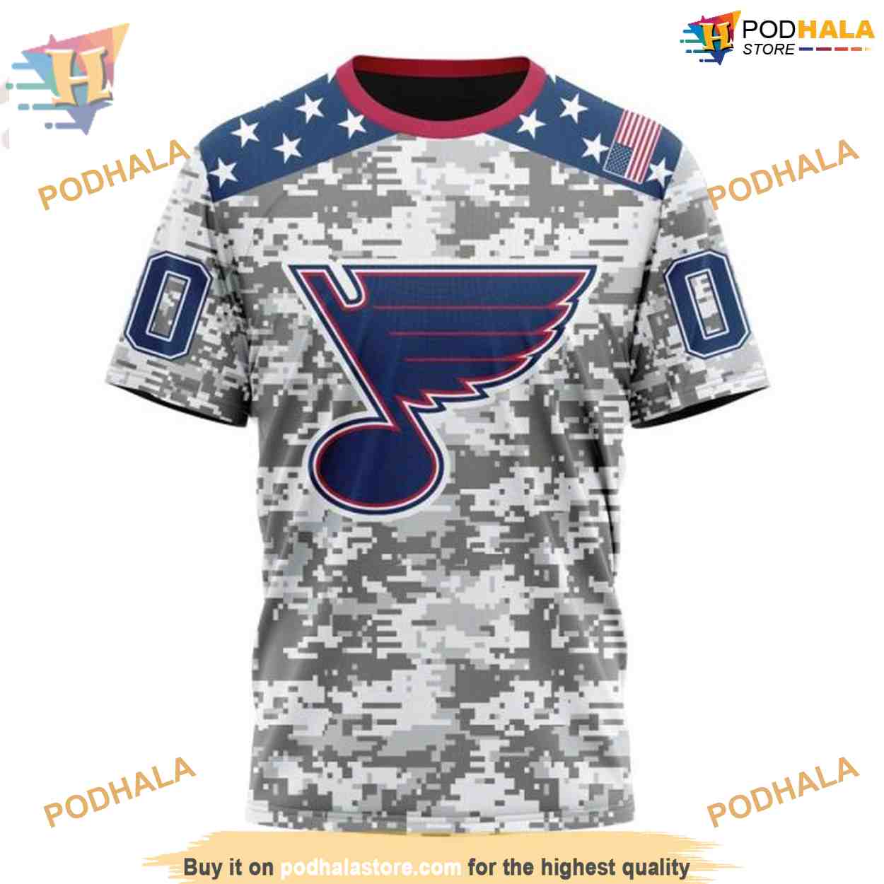 Custom Camo Design For Veterans Day NHL St. Louis Blues Hoodie 3D Custom Camo Design For Veterans Day NHL St. Louis Blues Hoodie 3D
