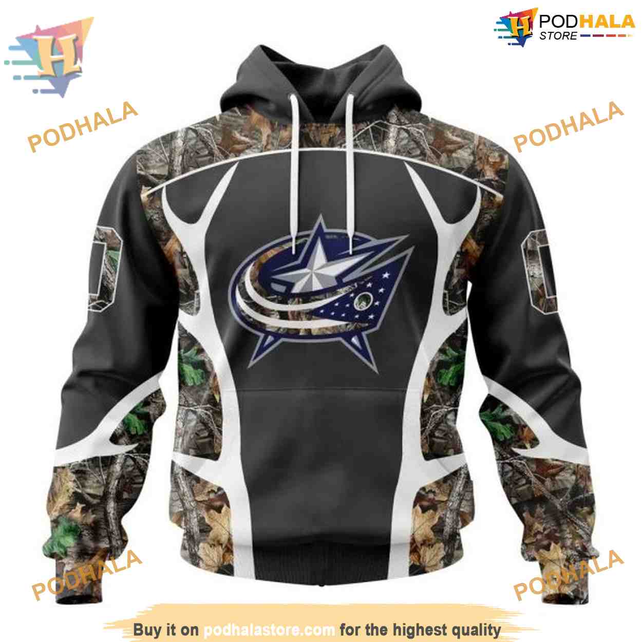 Custom Camo Hunting Design NHL Columbus Blue Jackets Hoodie 3Ds Custom Camo Hunting Design NHL Columbus Blue Jackets Hoodie 3Ds
