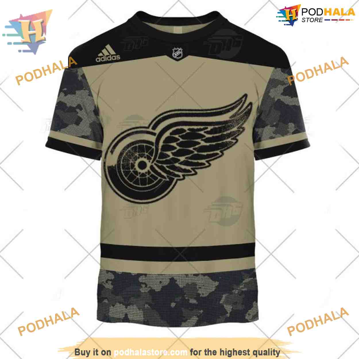 Custom Camo Military Jersey NHL Detroit Red Wings Hoodie 3D Custom Camo Military Jersey NHL Detroit Red Wings Hoodie 3D