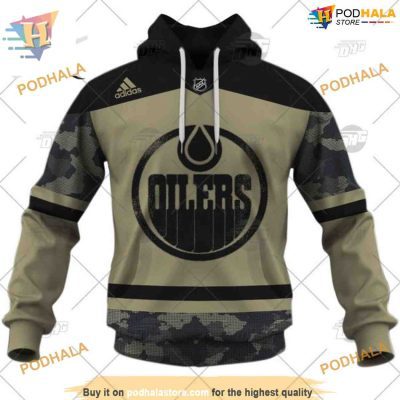 Custom Camo Military Jersey NHL Edmonton Oilers Hoodie 3D