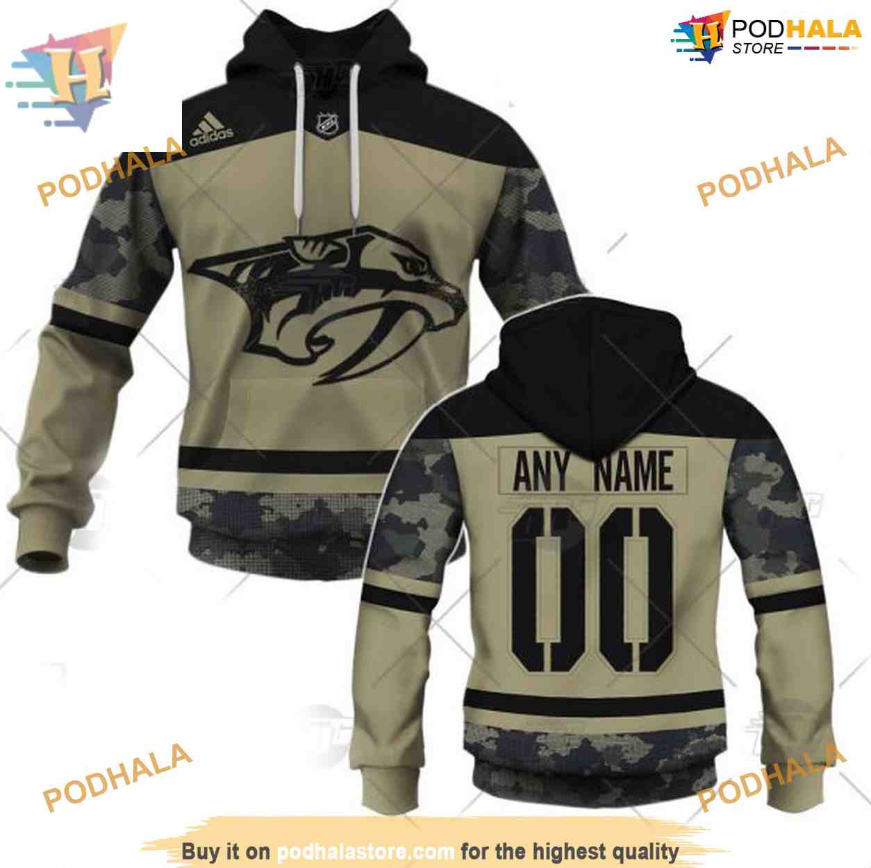 Custom Camo Military Jersey NHL Nashville Predators Hoodie 3D Custom Camo Military Jersey NHL Nashville Predators Hoodie 3D