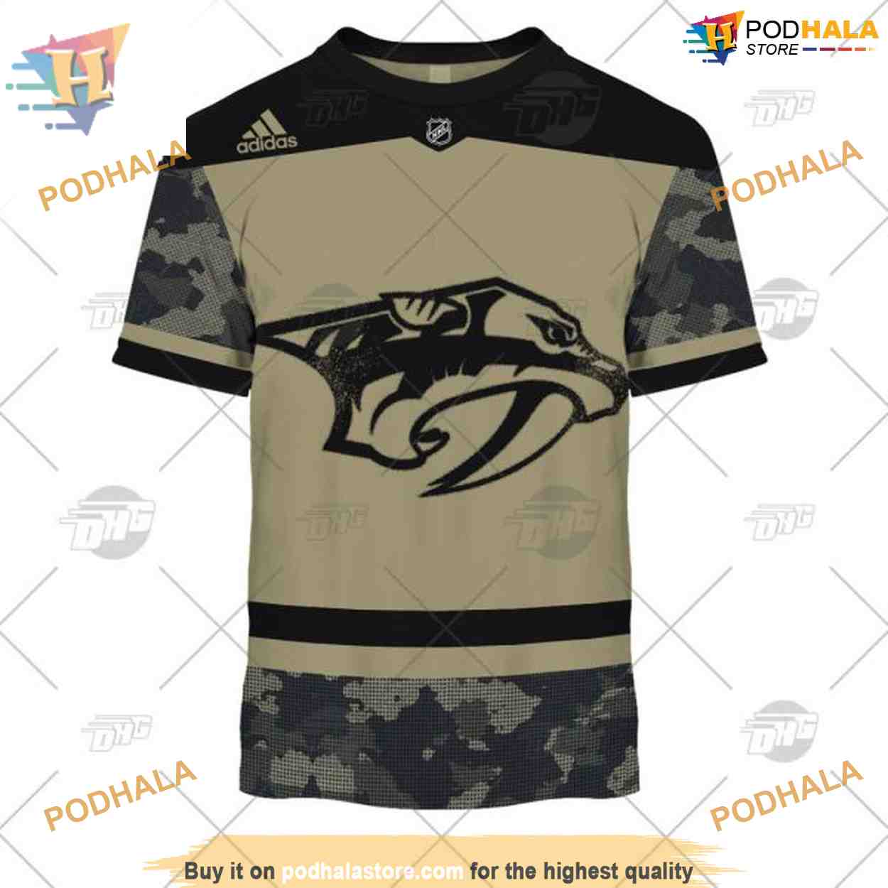 Custom Camo Military Jersey NHL Nashville Predators Hoodie 3D Custom Camo Military Jersey NHL Nashville Predators Hoodie 3D