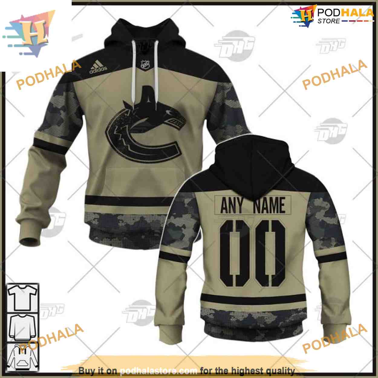 Custom Camo Military Jersey NHL Vancouver Canucks Hoodie 3D Custom Camo Military Jersey NHL Vancouver Canucks Hoodie 3D