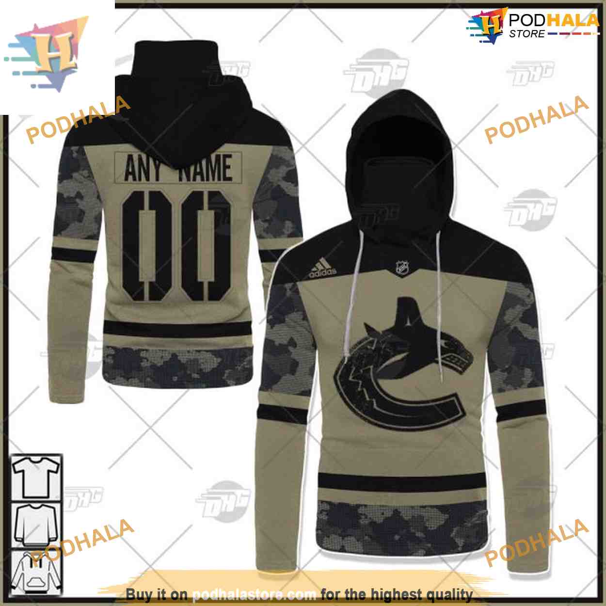 Custom Camo Military Jersey NHL Vancouver Canucks Hoodie 3D Custom Camo Military Jersey NHL Vancouver Canucks Hoodie 3D